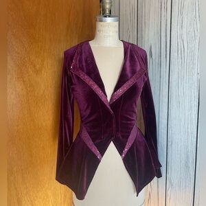 Plum sequence high low dance,skate jacket in S